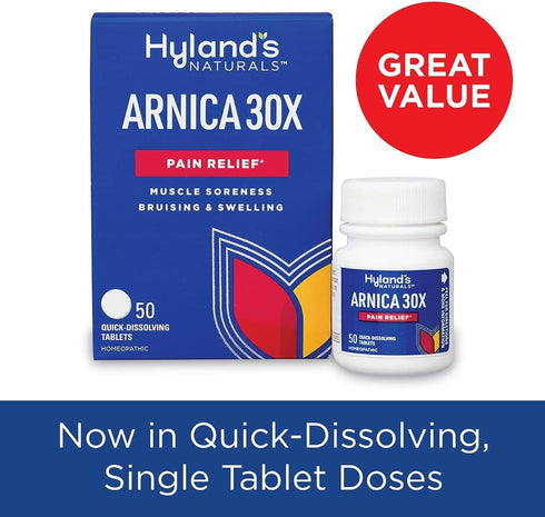 Hyland's Naturals Arnica Montana 30x Tablets, Natural Relief of Bruises, Swelling & Muscle Soreness, Quick Dissolving Tablets, 50 Count (Pack of 2...