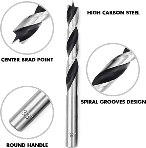11-Pcs Wood Drill Bit Set Woodworking Brad Point Bit Set E01008...