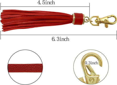 PAMIR TONG 5.9'' 15pcs PU Leather Tassel for Purse With Golden Metal Caps Lobster Swivel Keychain Tassels For Handbag Phone Car Key Jewelry DIY Cr...