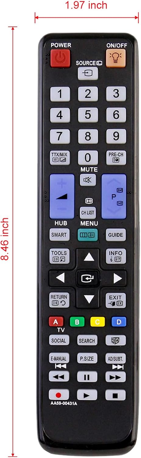VINABTY AA59-00431A aa5900431a New Replaced Remote Control fit for Samsung LCD LED 3D TV Remote AA59-00443A AA59-00441A UN40D6300SFXZA UA55D8000YM...