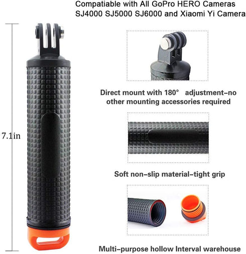 Waterproof Floating Hand Grip for GoPro Hero Session Black Silver Hero 10 9 8 7 6 5 4 3 3+ 2 1 SJ4000 SJ5000 Action Cameras with Camera Float Stra...