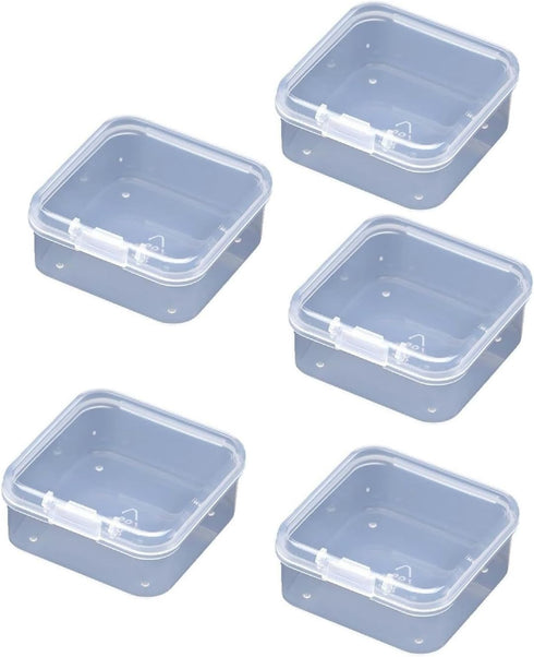 5 Pcs Clear Plastic Jewelry Storage Containers, Mini Square Box Empty Case with Lid Jewelry Boxes Jewelry Accessories for Earplugs, Jewelry, Hardw...