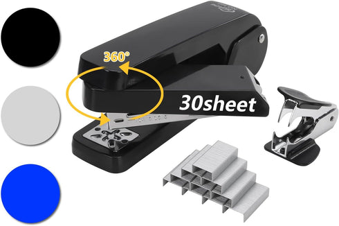 Stapler for Desk with Staples,30 Sheet Capacity 360 Degree Rotate Stapler Incorporate Standard Staples,Staple,Remover Set for Booklets Classroom D...
