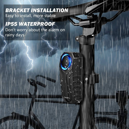 WSDCAM Anti-Theft Bike Alarm with Mount, 113dB Burglar Vibration Motorcycle Bicycle Alarm Security System Waterproof Cycle Bike Alarm with Remote...
