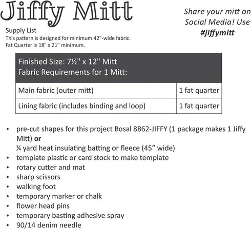 Poorhouse Quilt Designs Jiffy Mitt Pattern...