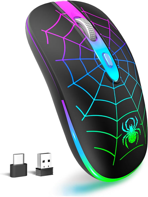 TaIYanG Wireless Mouse, 2.4G Portable Optical Quiet Cute Mouse with USB Receiver and Type C Adapter, 3 Adjustable DPI LED Wireless Mouse for Lapto...