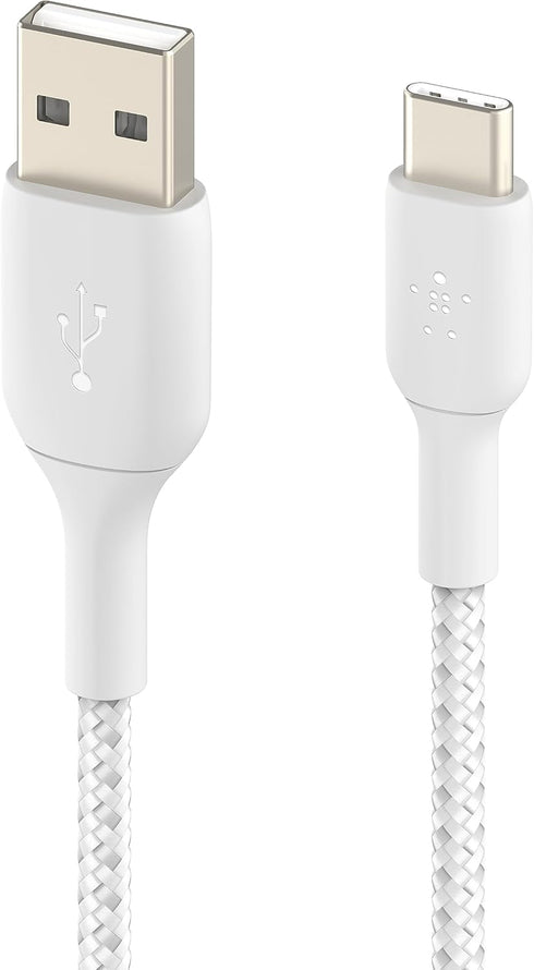 Belkin BoostCharge Braided USB-C Cable (2M/6.6ft), USB-C to USB-A Cable, USB Type-C Cable for iPhone 15 Series, Samsung Galaxy S24, Note20, Pixel ...
