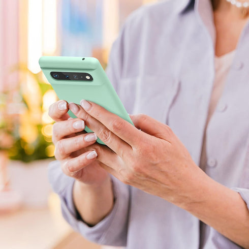 Amzpas Silicone Phone Case Compatible with Google Pixel 6, Soft Protective Smart Phone Case for Women Men, Durable Anti-Scratch Shockproof Phone C...