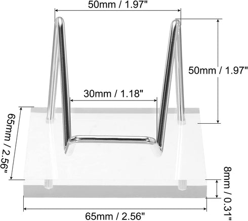 PATIKIL 3" x 3" x 2" Acrylic Display Stands, Display Easel Holder Stainless Steel Arm Crystal Display Stand for Mineral Gemstone Style 2, Clear...