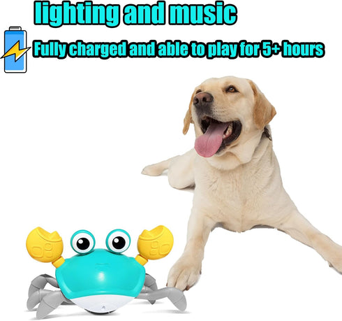 HONGID Crawling Crab Dog Toys,Escaping Crab Dog Toy with Obstacle Avoidance Sensor,Interactive Dog Toys with Music Sounds & Lights for Dogs Cats P...
