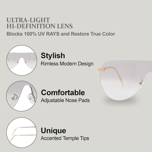 NYS Collection Flat Top Shield Metal Aviator Sunglasses for Men Women 100% UV400 Protection...