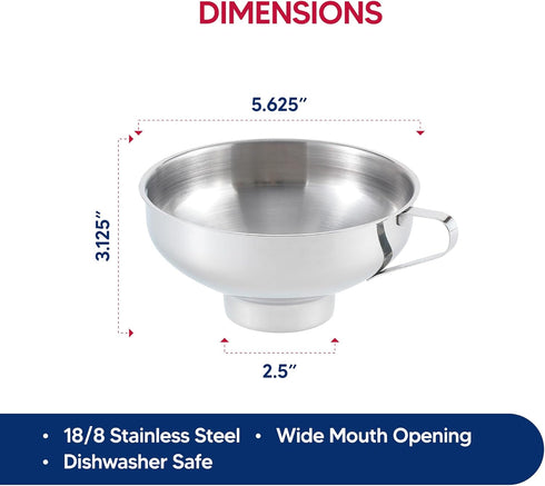HIC Kitchen18/8 Stainless Steel Canning Funnel, 5.5-Inch Diameter...