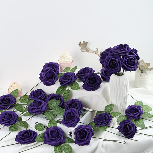 Fake Leaves for Roses Decorations, 80pcs Bulk Green Rose Leaves with Stems for DIY Wedding Bouquets Centerpieces Party Decorations Rose Vine Wreat...