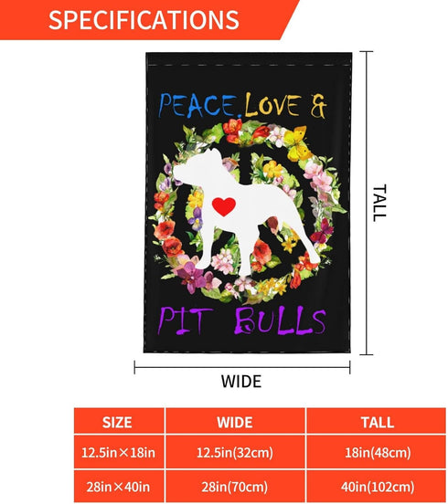Peace Love & PitBulls Small Garden Flag Vertical Double Sided 12 x 18 Inch for Indoor Yard Lawn Porch Spring Summer Outdoor Decor...