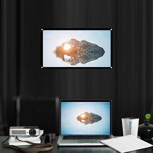 Projection Screen Kit, 16:9 Thicken Portable Non Crease Soft White Polyester Projector Curtain Projection Screen for Home Theater Conference Outdo...