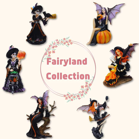 Comfy Hour Fairyland Collection 6” Dark Fairy Witch Holding and Sits on a Pumpkin, Polyresin Figurine, Halloween Theme Gift, Home Decoration and C...
