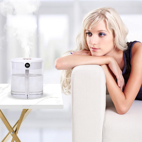 Desktop Humidifier,Humidifier For Bedroom, Plants, Office, Baby Room,humidifier sensor, real-time monitoring and adjusting humidity,2L,Auto Shut-O...