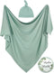 OWLOWLA Swaddle Blanket and Hat Set Newborn Swaddle Wrap Baby Receiving Blanket for Baby Boys Girls(Sage)...