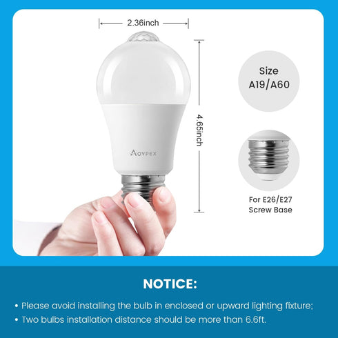 Motion Sensor Light Bulbs, 13W(100W Equivalent) Movement Activated Dusk to Dawn Sensor LED Bulb, A19 E26 5000K Cool White Security Bulbs Outdoor I...