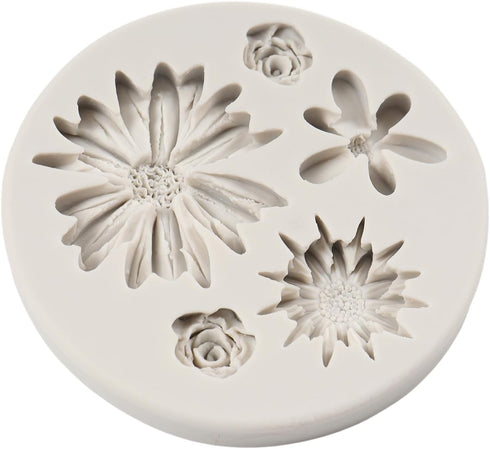 Chrysanthemum Flower Silicone Mold Daisy Flower Fondant Molds for Flower Cake Decoration Cupcake Topper Chocolate Candy Polymer Clay Gum Paste...