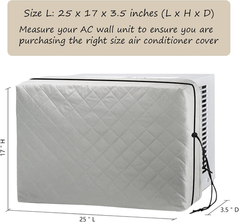 Indoor Air Conditioner Cover, AC Unit Window Cover for Inside Double Insulation with Elastic Drawstring 25L x 17H x 3.5D inches Grey...