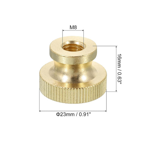 uxcell Knurled Thumb Nuts, 3Pcs M8 x D23mm x H16mm Brass High Head Through Hole with Collar High Head Through Hole Round Knobs Fasteners for 3D Pr...