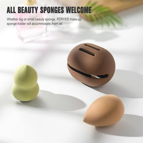 FERYES 2 PCS Makeup Sponge Holder – Shatterproof Eco-Friendly Silicone Beauty Make Up Blender Case for Travel...