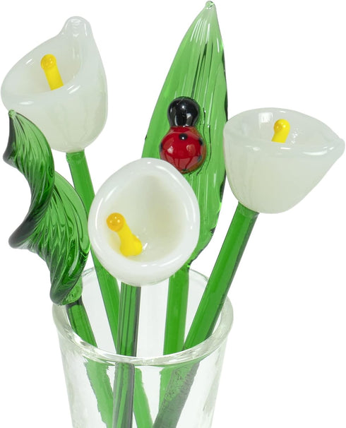 Red Co. Decorative Glass Lovely Flower Bouquet with Vase, Gift Boxed – White Calla Lilies...