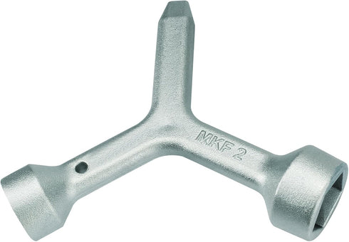 MKF2 Meter Curb Box Key - Fits Standard & Large Pentagon Bolts, Heavy-Duty Silver Shut Off Tool for Water Meter Box & Valve Key - 5.5 Inches...