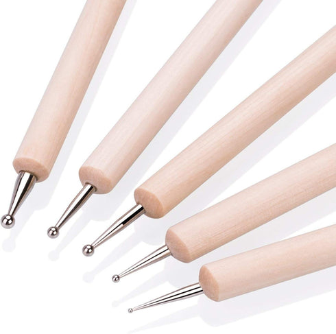 COMIART 5Pcs Wooden Ball Styluses Tool Set for Embossing Pattern Clay Sculpting, Nail Art...