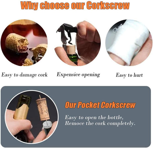 Mini Wine Opener | Travel Portable Pocket Air Pressure Pump Wine Bottle Opener | Assemblable Design Corkscrew 7S Quick Bottle Opening | for Home, ...