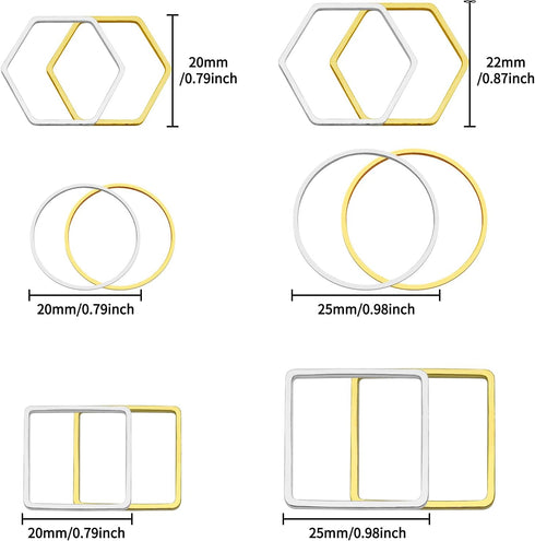 144pcs Earring Hoops for Jewelry Making, 3 Shapes Earrings Findings Hoops Beading Hoop Earrings Hypoallergenic Square Teardrop Round Earring Findi...