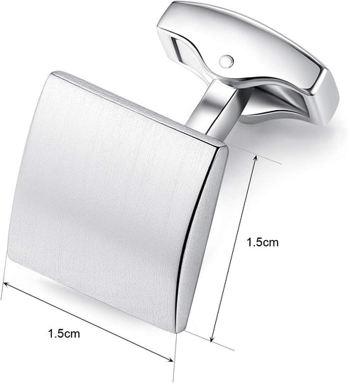 HONEY BEAR Square Cufflinks for Mens Shirt Business Wedding Gift Silver...