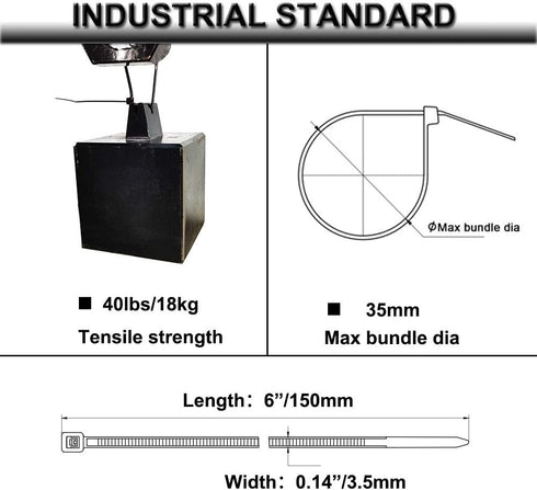 Strong Self Adhesive Wire Clips Cable Zip Tie Mounts 3/4" with 6 Inch Zipties Black UV Protection Outdoor 100 Pcs,Sticky Wire Fasteners Cable Guid...