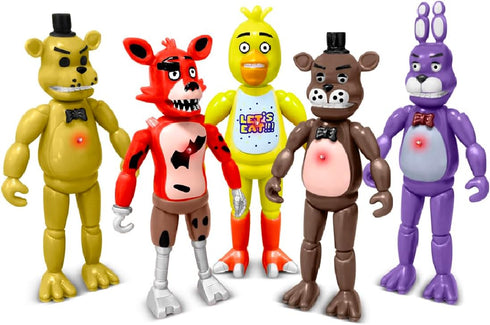 Action Figures Set, 5 Pcs Action Figures Toys, 5.5 Inches Movable Joints Collectible Toys Set with Light for Toys Dolls Gifts Cake Toppers...
