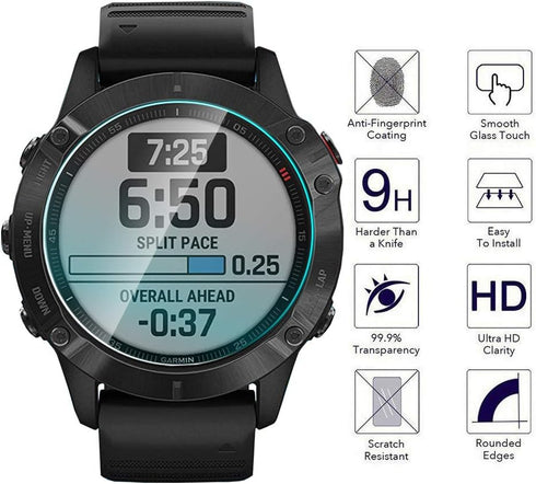 Orzero (3 Pack) Screen Protector Compatible for Garmin Fenix 6/6 Sapphire / 6 Pro / 6 Pro Solar/Forerunner 165/165 music Tempered Glass 2.5D Arc E...