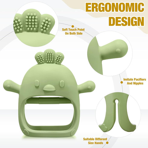 4 Packs Baby Teething Toy Silicone Teething Toys for Babies Over 6 Months Anti Dropping Wrist Hand Teethers Mitten Chick Baby Chew Toys for Suckin...