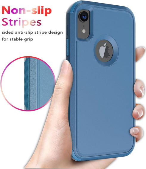 Diverbox Designed for iPhone Xr case with Screen Protector Heavy Duty Shockproof Shock-Resistant Cases for Apple iPhone Xr Phone (Blue+Screen Prot...