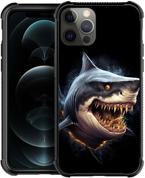 DJSOK Case Compatible with iPhone 13 Mini, Golden Toothed Shark Case for iPhone 13 Mini for Man Boys Girls Dual Layer Shockproof Rugged Cover Patt...