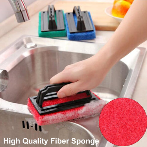 3 Pcs Hand-Held Pool Scrub Brush, Bathroom Scouring Pad, Non-Scratch Bathtub Scrubber with Handle, Cleaning Sponge for Shower Tile, Bathtube Sink ...