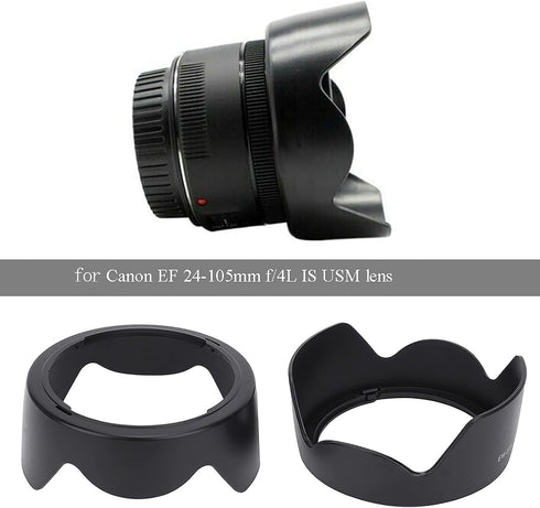 Camera Lens for Canon 2PCS EW-83H Plastic Camera Mount Lens Hood Fit for Canon EF 24-105mm f/4L is USM LensBlack...