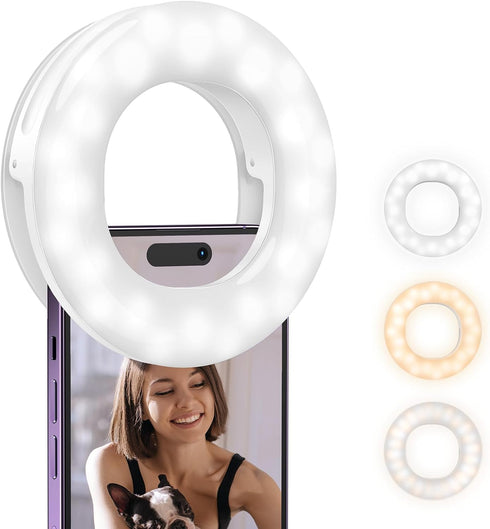ATUMTEK Selfie Ring Light for Phone with 3 Light Temperatures, Portable Rechargeable Clip-on Ring Light with 48 LEDs for Mobile, Laptop, Zoom Meet...