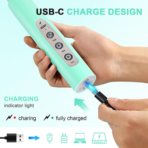 YUSWKO Baby Blue Handheld Milk Frother Wand for Coffee, Rechargeable Electric Whisk with 3 Heads 3 Speeds Drink Mixer Coffee Frother For Latte, Ca...