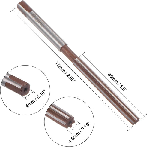 uxcell Hand Reamer 4.5mm Alloy Tool Steel H8 6 Straight Flutes Hand Milling Cutter Tool Metric Reaming Drill Bit for Metal...