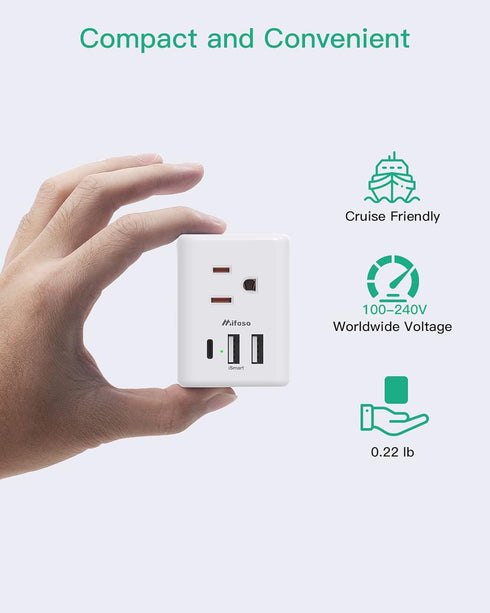 European Travel Plug Adapter with USB Charging Ports(1 USB C), International Type C Power Adapter for US to Most of Europe EU Italy France Spain G...