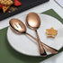 Rose Gold Serving Spoons 4 Pieces, Kyraton Titanium Plating Serving Spoon, Include 2 Serving Spoon And 2 Slotted Spoons, Stainless Steel Serving U...