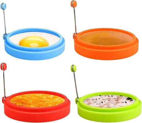 Silicone Egg Rings, 4 Inch Food Grade Egg Cooking Rings, Non Stick Fried Egg Ring Mold, Pancake Breakfast Sandwiches, Egg Mcmuffin Ring(Multicolor...
