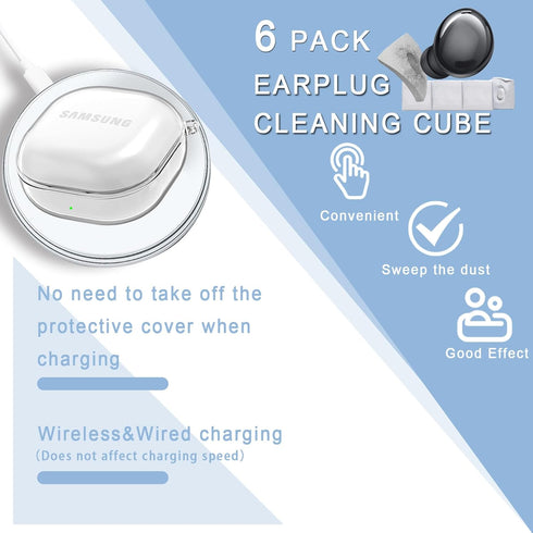 Clear for Galaxy Buds Fe Case - 2 Pro 2022/ Buds Pro/Buds 2 2021/ Buds Live 2020 Cover 8 in 1 Accessories Set Kit for Samsung Galaxy Buds Fe Earbu...