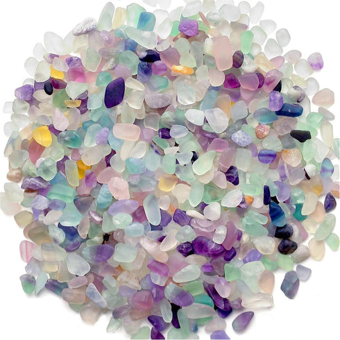 Fluorite Tumbled Stone Chips Natural Crushed Chip Bulk 7mm-9mm Crystal Pieaces for Aquarium Vase Plant Fish Tank Air Plants Decoration Jewelry DIY...