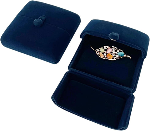 Brooch Present Box Premium Grade Navy Blue Velvet Jewelry Case Brooch Pin Badge Classic Design...